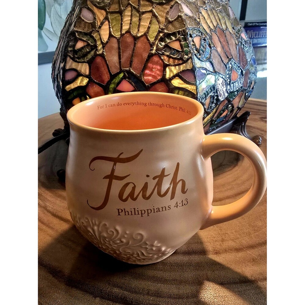 14 oz Terracotta Color Coffee Mug Faith Philippians 4:13 Day Spring Scripture